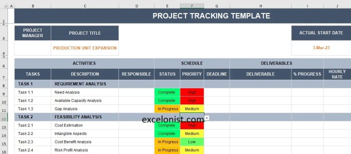 Excel project tracker